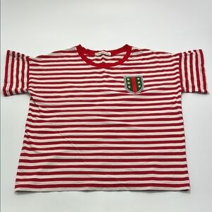 Red and White Striped Women's Tee